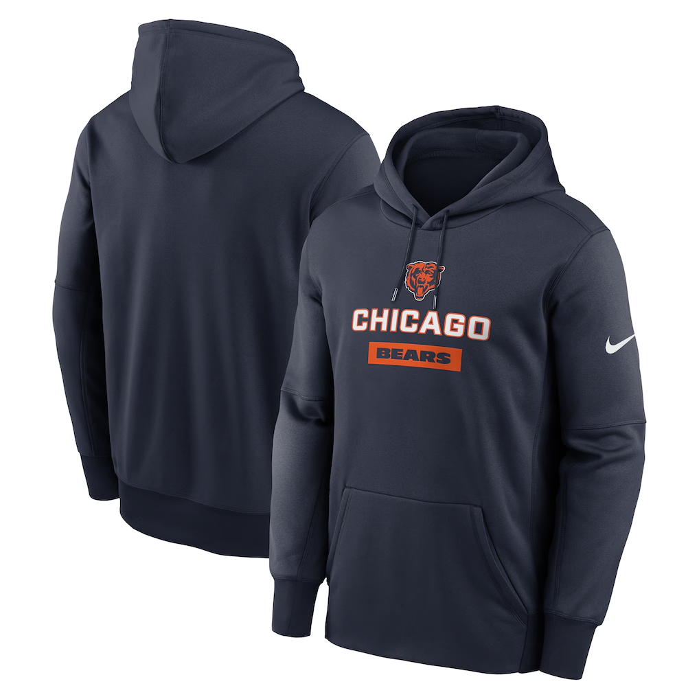 Men's Chicago Bears Navy Toss Sweep Performance Pullover Hoodie